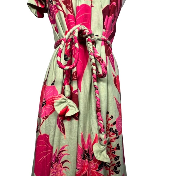 Farm Rio Fresh Garden One-Shoulder Linen Midi Dress (S) - Picture 8 of 12